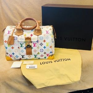 Louis Vuitton Multicolor White Speedy 30